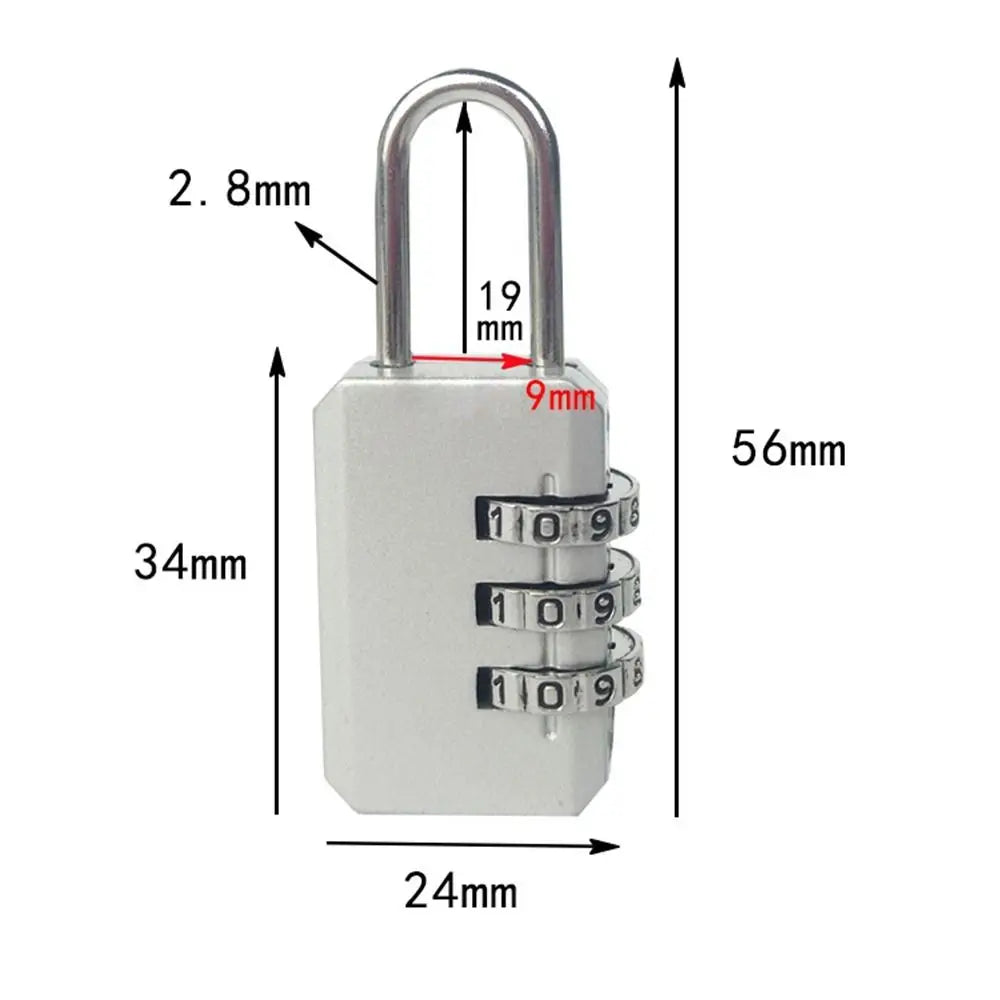 Portable Mini Backpack Zipper Password Lock Travel Luggage Padlock Security Protect For Dormitory Cabinet Locker Drawer Bag
