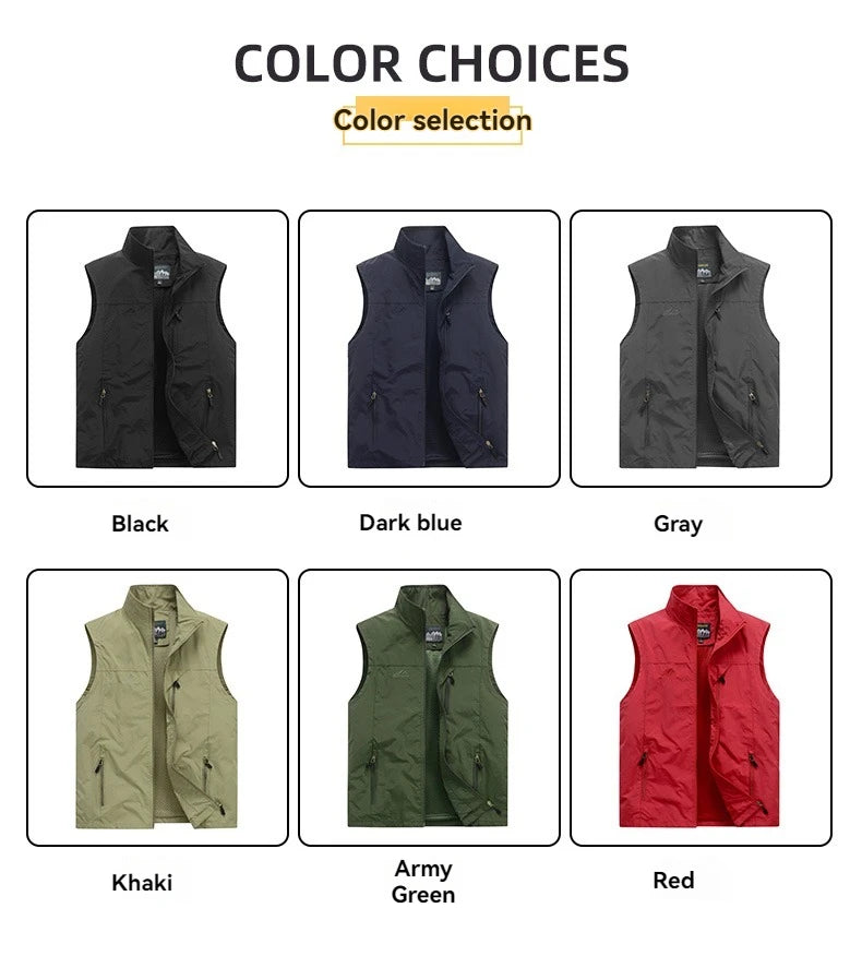 Outdoor Autumn Waistcoat Men Thin Waistcoat Spring Autumn Leisure Multi-pocket Waistcoat Sleeveless Coat Casual Daily Coat