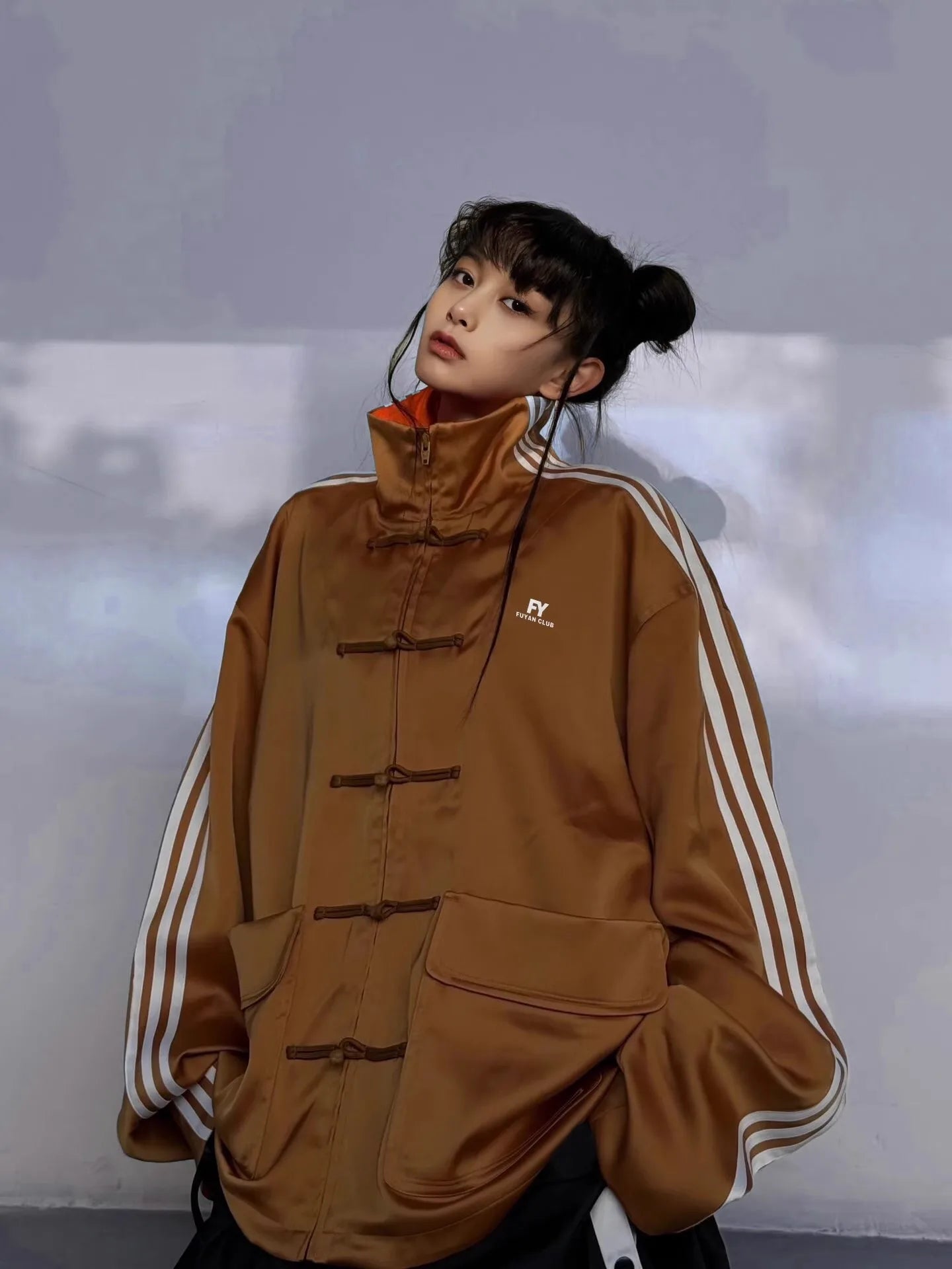 Fuyuan New Chinese Sle Women's Jaet 2025 Spring Autumn High-End Feel Button Stand Collar Couple's Coat Pure Color Versatile
