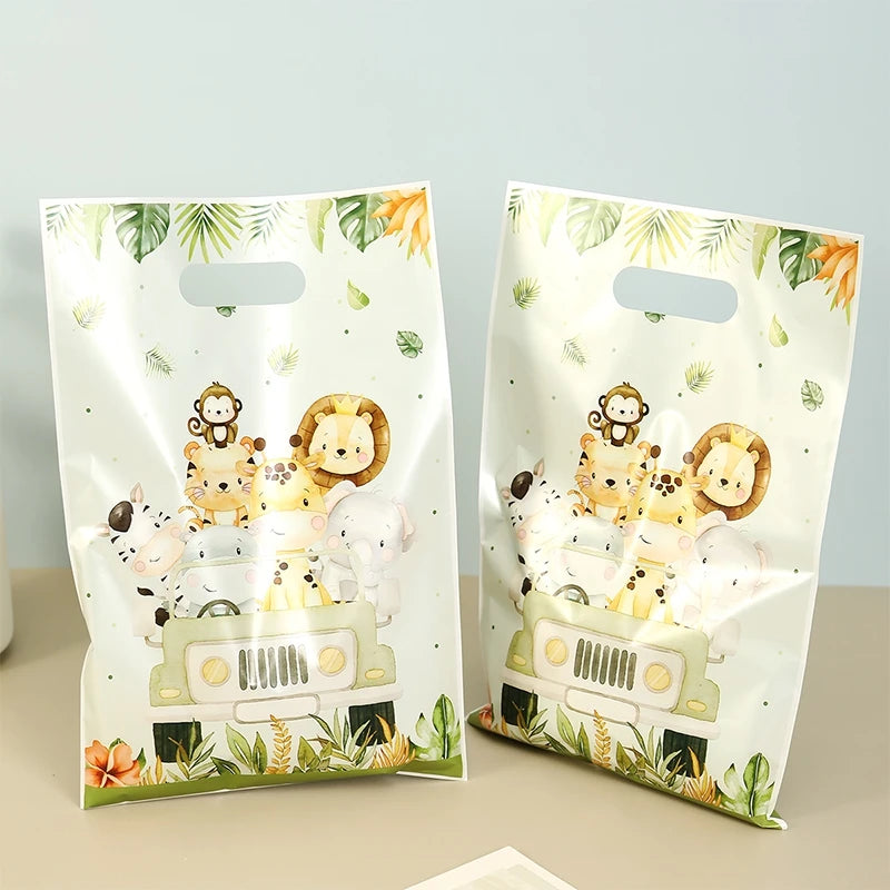 10/20/50pcs Jungle Animal Gift Bag Safari Theme Treat Bags Kids 1st Happy Birthday Party Supplies Baby Shower Decoration