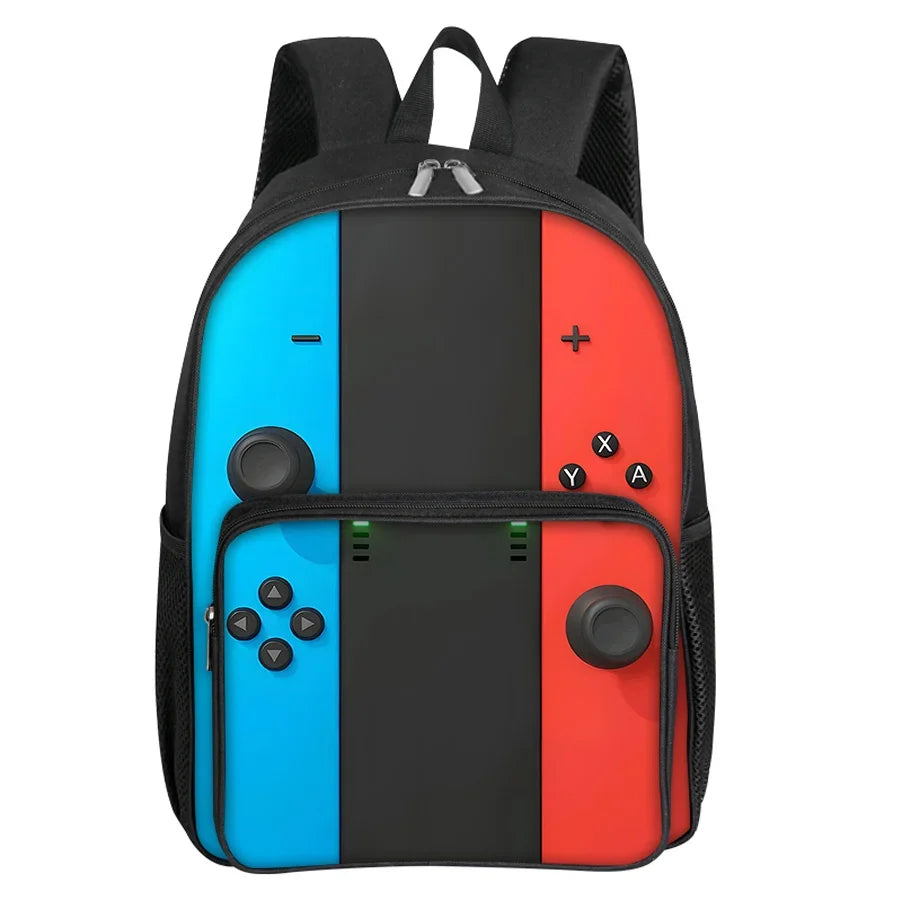 GamePad Pattern Square Front Pocket Backpack for Boy and Girls Best Gifts 3D Cartoon SchoolBags for Children