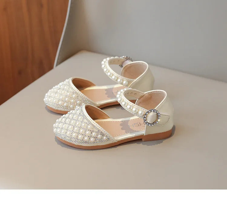 Girls LeatherShoesChildren's Crystal Shoes 2025Spring Summer New Little Girls Princess Shoes Fashion Shiny RhinestoneDance Shoes