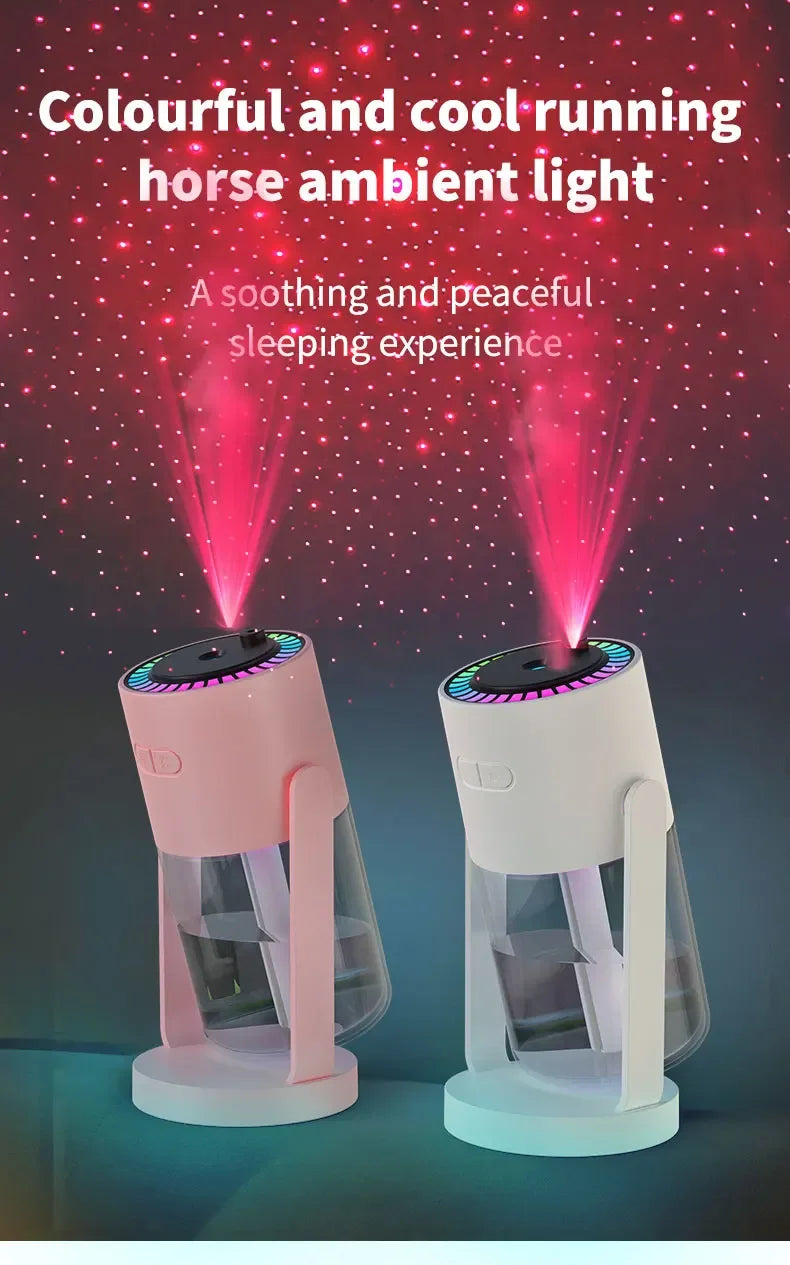 Car Air Humidifier with Starry Sky Lights Mini Aromatherapy Essential Oil Ultrasonic Diffuser Color Night Light Humidifier