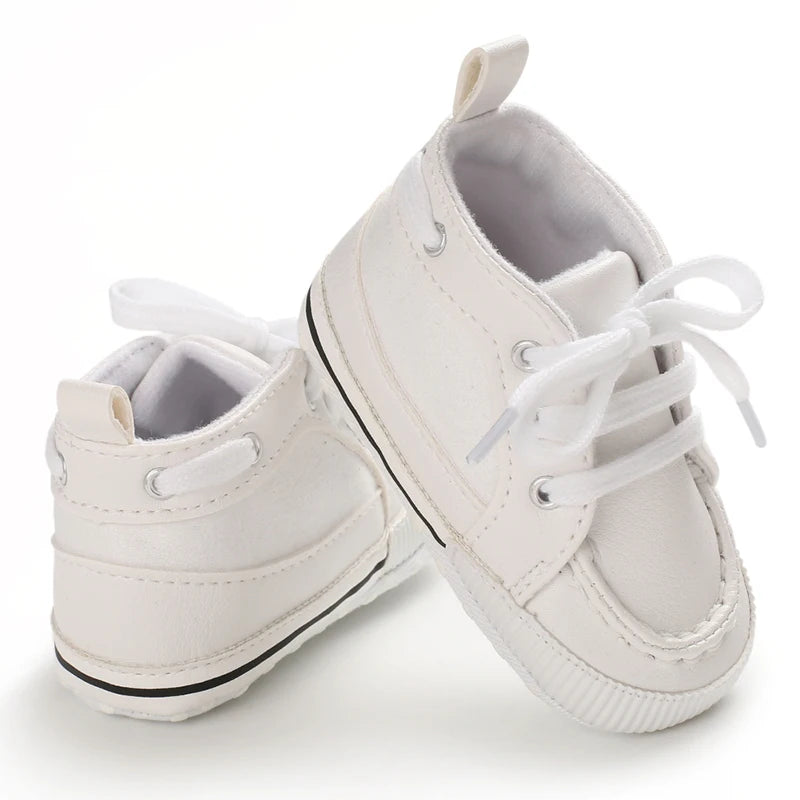 0-18 Months Infant Spring Shoe Newborn Infant Girls and Boys Recreational Baptism Non-Slip Walking Shoe White Soft-soled Sneaker