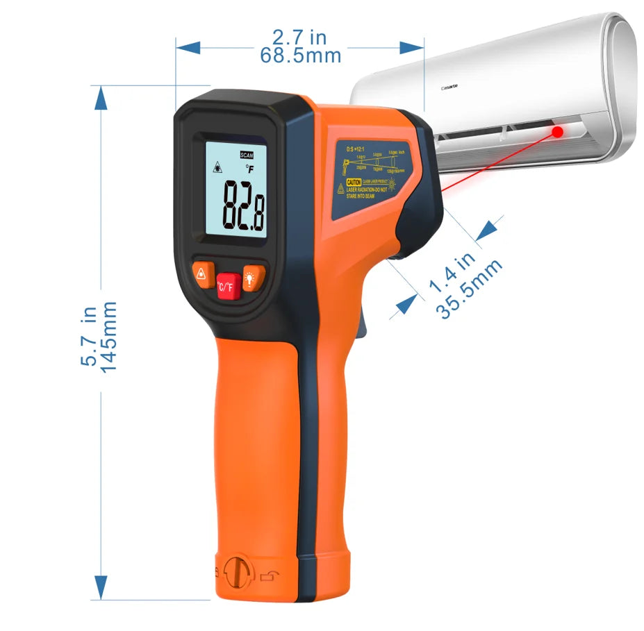 NJTY T600 Infrared Thermometer Handheld Heat Temperature  For Cooking Tester Pizza Oven Grill & Engine - Laser Surface Temp Read