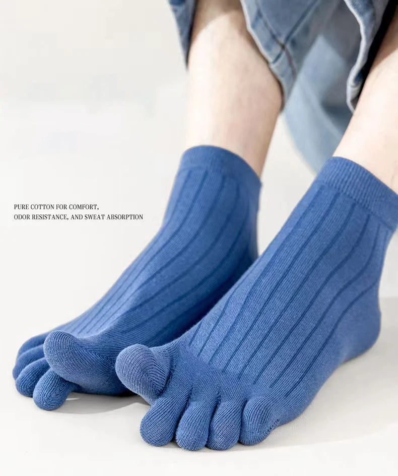 5 Pairs Toe Socks Men Short Breathable Mesh Cotton Casual Thin High Quality Five Finger Socks Low Cut Sports Running Ankle Socks