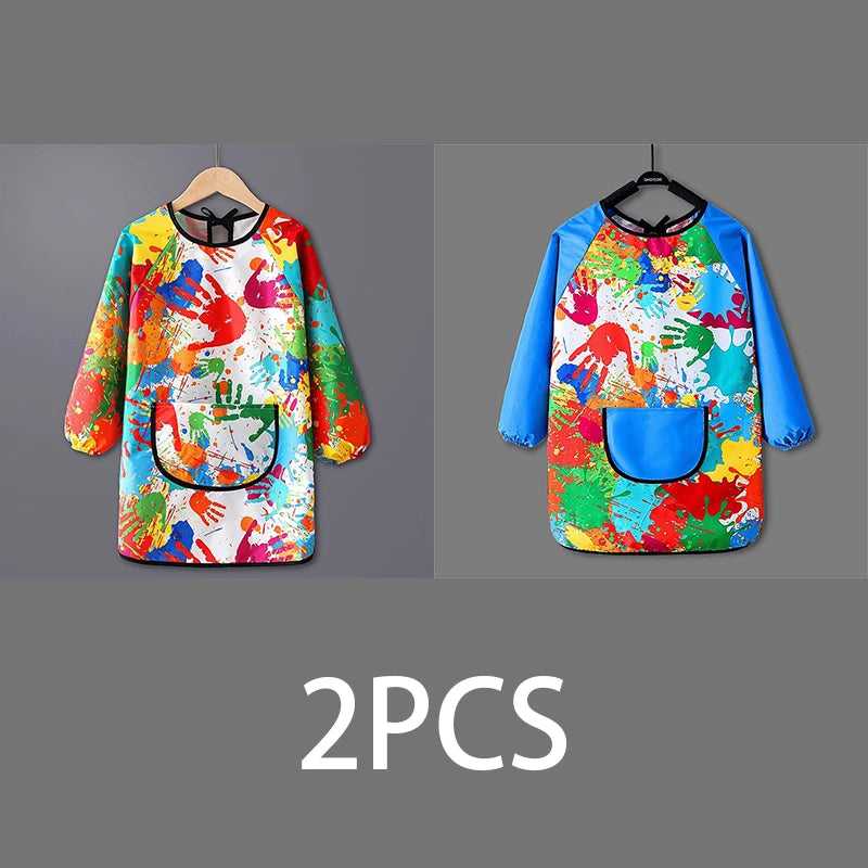 Paint Apron for Children Art Apron - Waterproof Long Sleeved Cover Children's Apron, Childrens Drawing Kindergarten WQ005