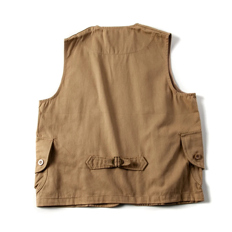 Retro Japanese Sle Loose Men's Vest Multi-ket Workwear Casual Streetwear Outerwear Couple's Jaet Youth Faion