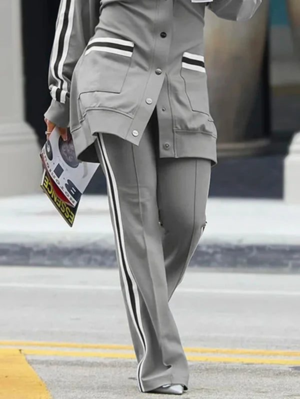 Krisstargirl Womans Color Block Casual Fashion Straight Pants 2025 Spring Summer Fall Hight Waisted Sporty Pants for Women