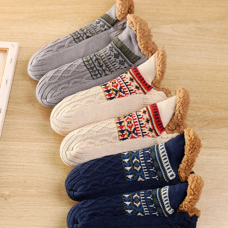 1 Pair Warm Winter Non-slip Floor Socks Women Men Snow Socks Sleep Carpet Socks Slippers Comfortable Soft Non-slip Yoga Socks