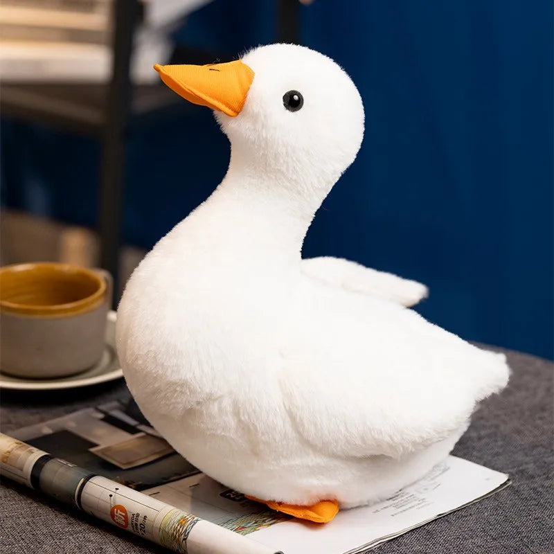 Kawaii Lifelike Duck Plush Toy Realistic Cute White Goose Stuffed Animal Toys Gifts For Kids Pets Simulated Duck Birthday Gifts