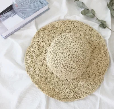 Summer Straw Hat for Women Large Brim Sun Hat Folding Travel Beach HatSun Shade Parent-child Hat Mom Girls Sun Hats