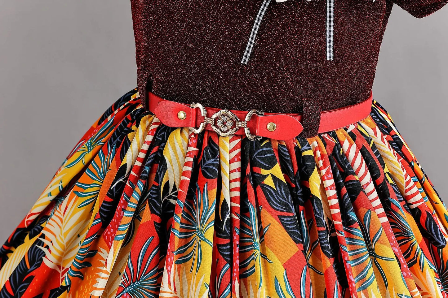 Girl Print Dress for Performance Children Dresses for Girls Kids' Clothes with Sashes Ceremony 3 to 12 Years