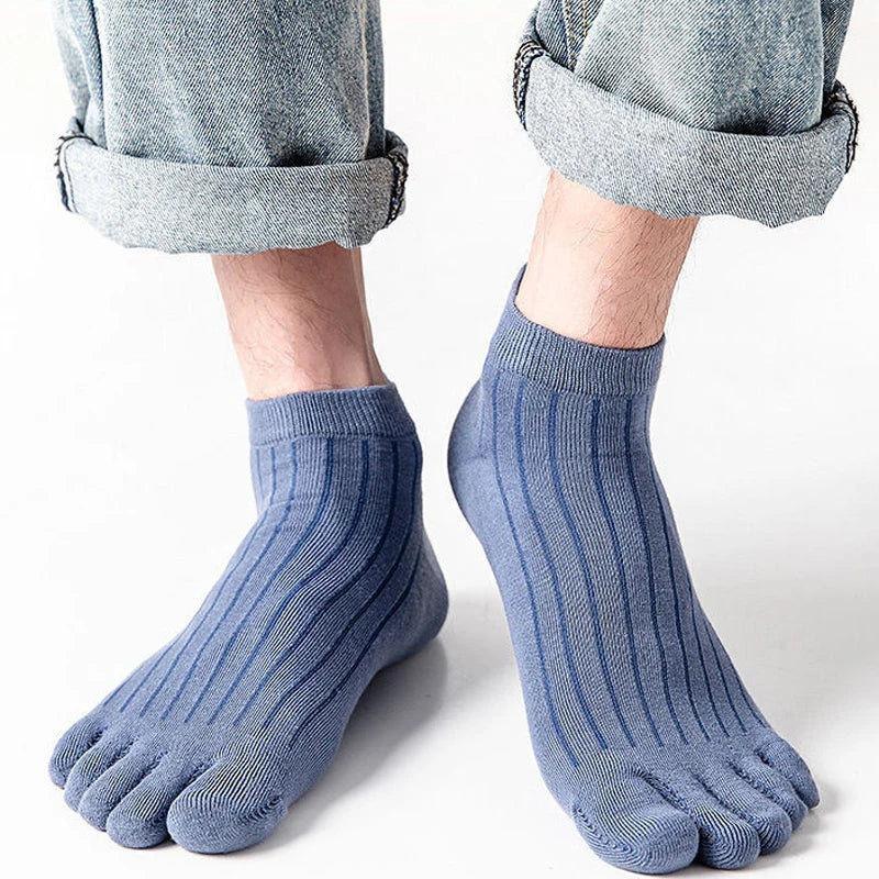 5 Pairs Toe Socks Men Short Breathable Mesh Cotton Casual Thin High Quality Five Finger Socks Low Cut Sports Running Ankle Socks