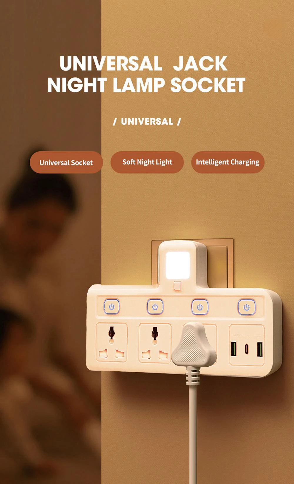 EU US UK Plug Universal Outlet Power Strip Multitap AC Separate Control Wall Socket With USB Fast Charge Multiprise Plug Adapter
