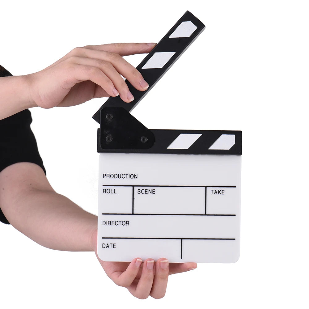 Andoer Compact Size Acrylic Clapboard Clapper Board Dry Erase Director TV Movie Film Cut Action Scene Clapper Board