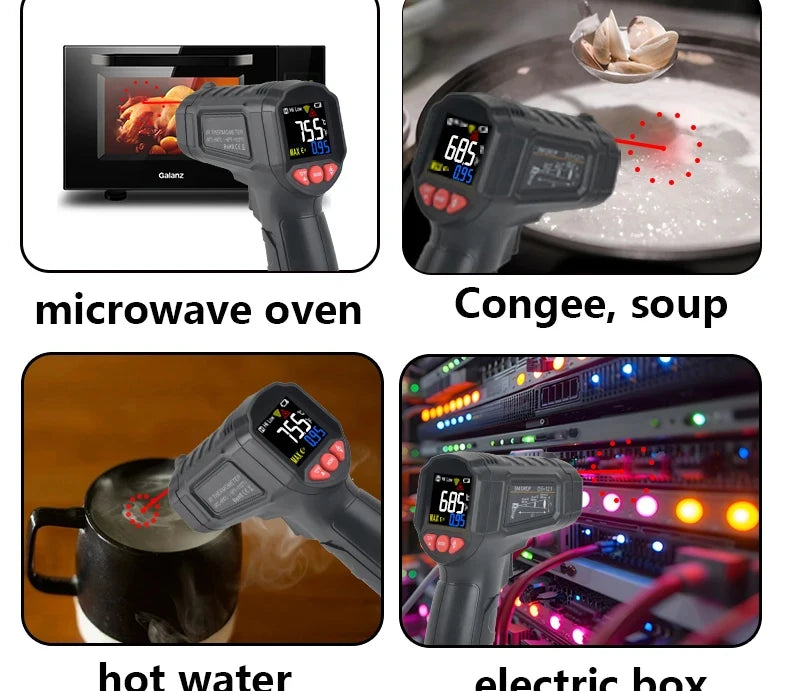 -50~800℃ Digital Thermometer Infrared Thermometers  Non-contact Pyrometer Kitchen Laser Temperature Meter Hygrometer Mestek