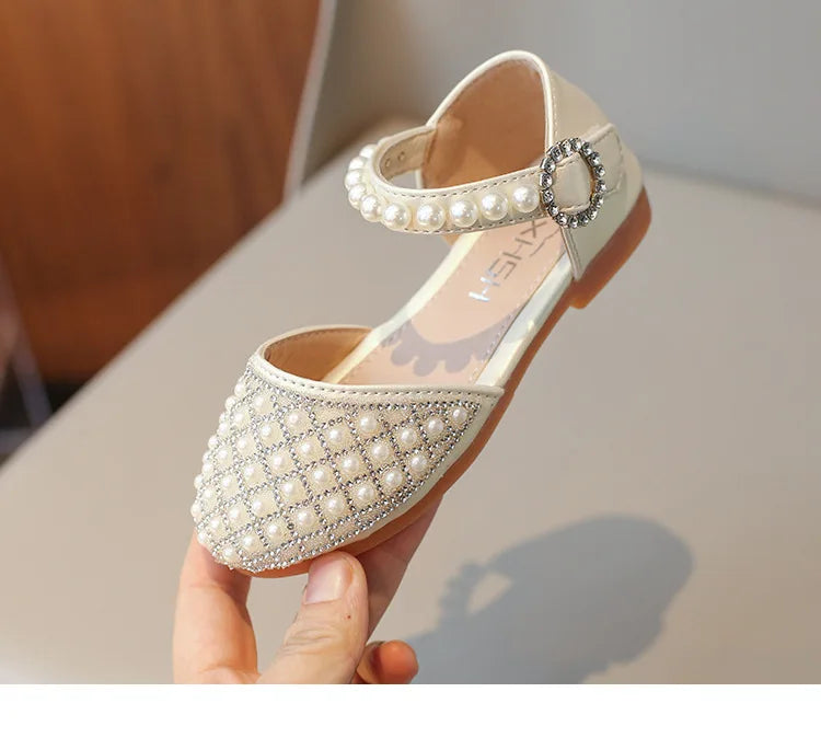 Girls LeatherShoesChildren's Crystal Shoes 2025Spring Summer New Little Girls Princess Shoes Fashion Shiny RhinestoneDance Shoes