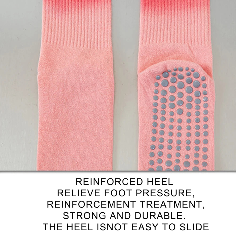 Colourful Women Sports Socks Cotton Mid-tube Bottom Professional Non-slip Silicone Indoor Fitness Socks Dance Pilates Yoga Socks