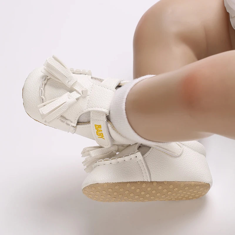 0-18 Months Infant Spring Shoe Newborn Infant Girls and Boys Recreational Baptism Non-Slip Walking Shoe White Soft-soled Sneaker