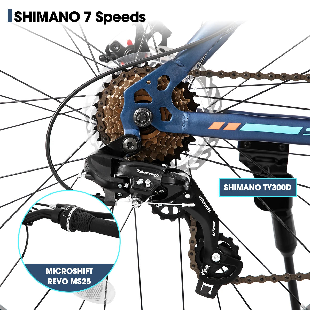 Hiland 20 Inch Kids' Bicycles Fat Tire Mountain Bike for  Age 5 + Years, Shimano 7-Speed, Dual-Disc Brake,Kids BeachBicycle