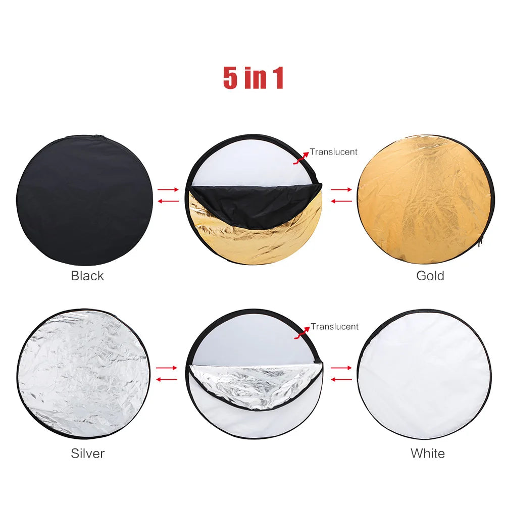 Andoer 24" 60cm Disc 5 in 1 (Gold, Silver, White, Black, Translucent) Multi Portable Collapsible Photography Studio Photo Light