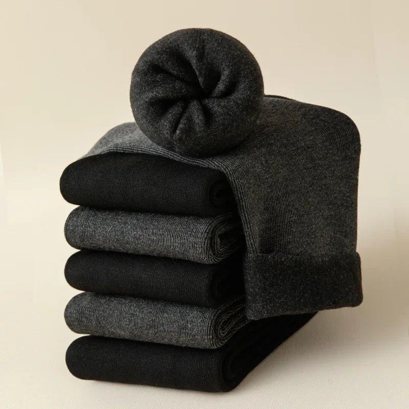 2 Pairs Men Winter Socks Warm Thicken Thermal Snow Boots Solid Color Floor Socks Soft Outdoor Anti-Cold Cashmere Socks