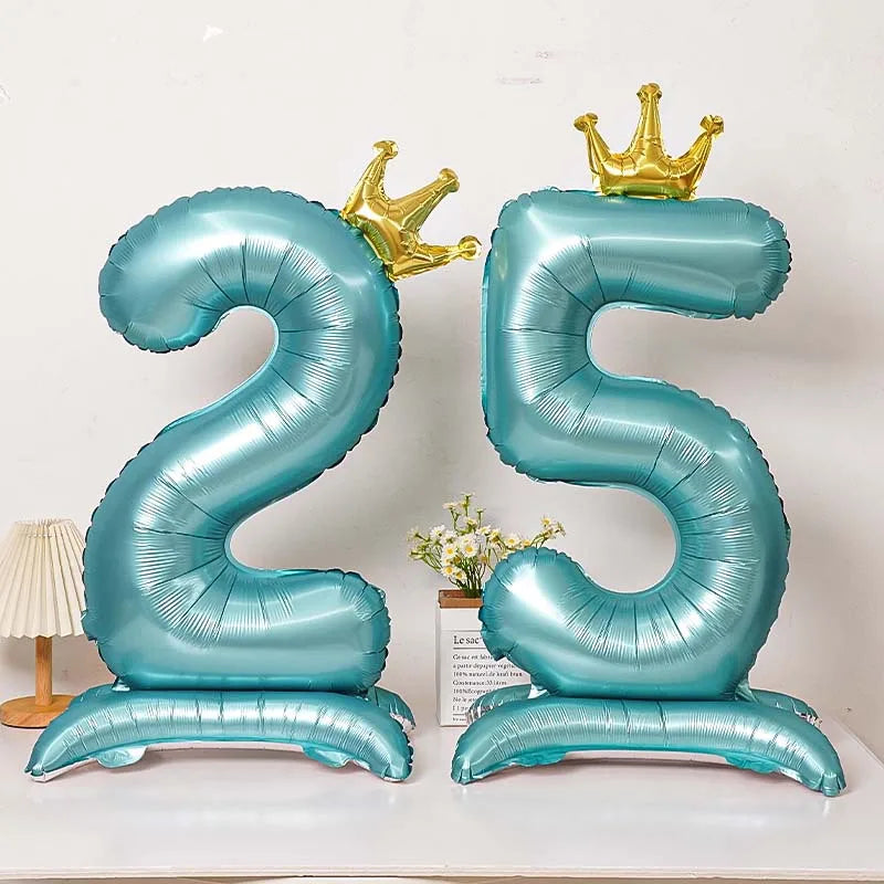 40 Inch Birthday Number Ballons New Girls Princess 10 TH Birthday Blue Crown Balloons Wedding Party Ballons Jumbo Number Balloon