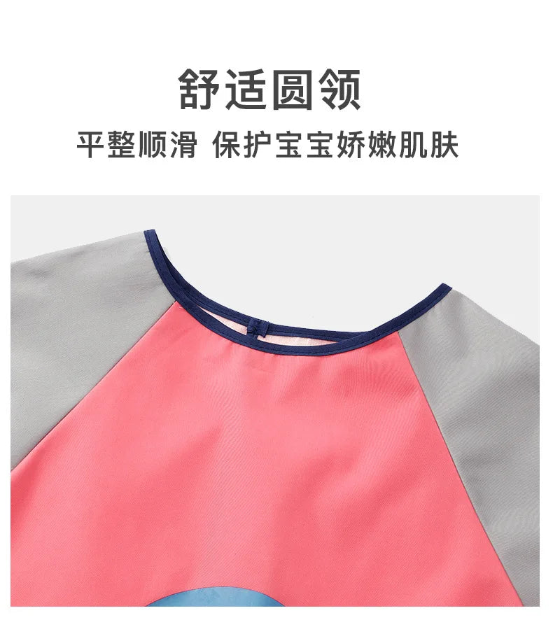 Cute Cartoon Infant Eating Bib Burp Cloths Painting Drawing Apron Long Sleeved Waterproof Children's Overalls Raincoat Supplies
