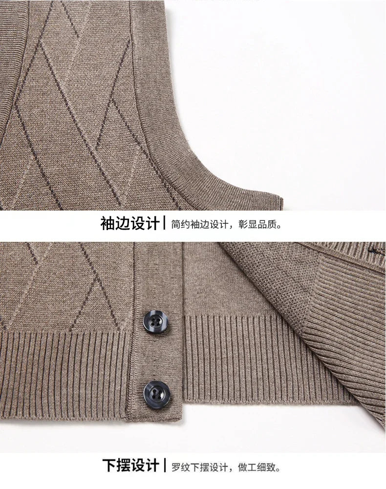 Men's Thickened Casual Sweater Tank Top Autumn and Winter Warm Men's Cardigan Tank Top