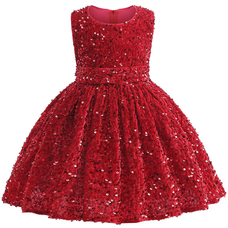 Luxury Dresses For Children Christmas Dress Sparkling Sequin Sleeveless Dress For Toddler Girls Formal Prom Party Pageant Gown