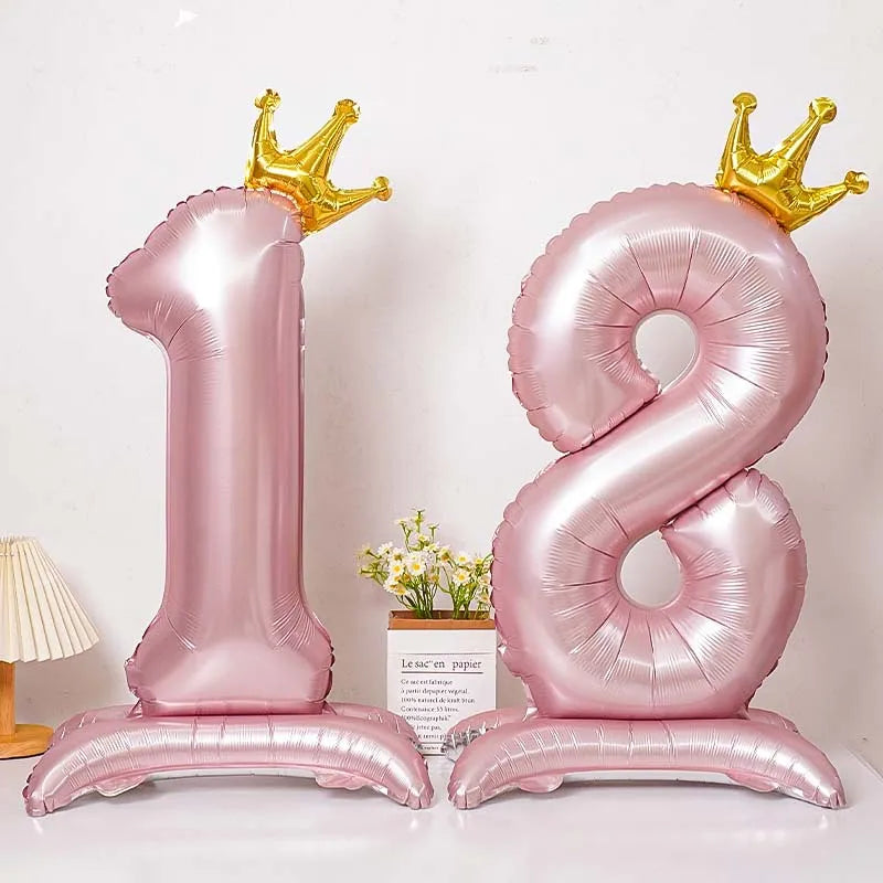 40 Inch Birthday Number Ballons New Girls Princess 10 TH Birthday Blue Crown Balloons Wedding Party Ballons Jumbo Number Balloon