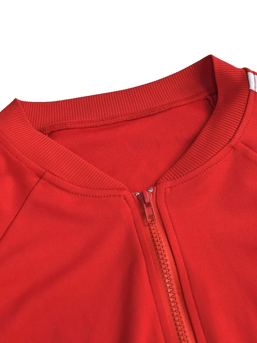ZIML Minimalist Two Piece Sets For Women Stand Collar Long Sleeve Spliced Zipper Tops High Waist Shorts Chic Set Female Fashion