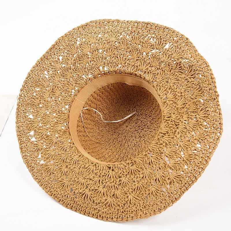 Summer Straw Hat for Women Large Brim Sun Hat Folding Travel Beach HatSun Shade Parent-child Hat Mom Girls Sun Hats