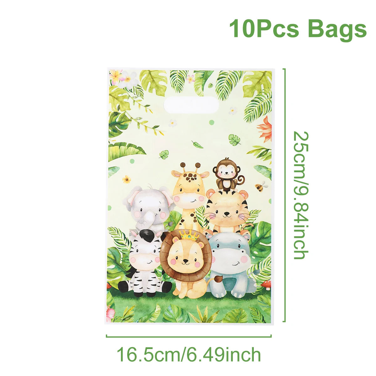 Jungle Animals Party Gift Biscuit Candy Packing Bag Jungle Safari Birthday Party Decor Kids Wild One ﻿Party Supplies Baby Shower