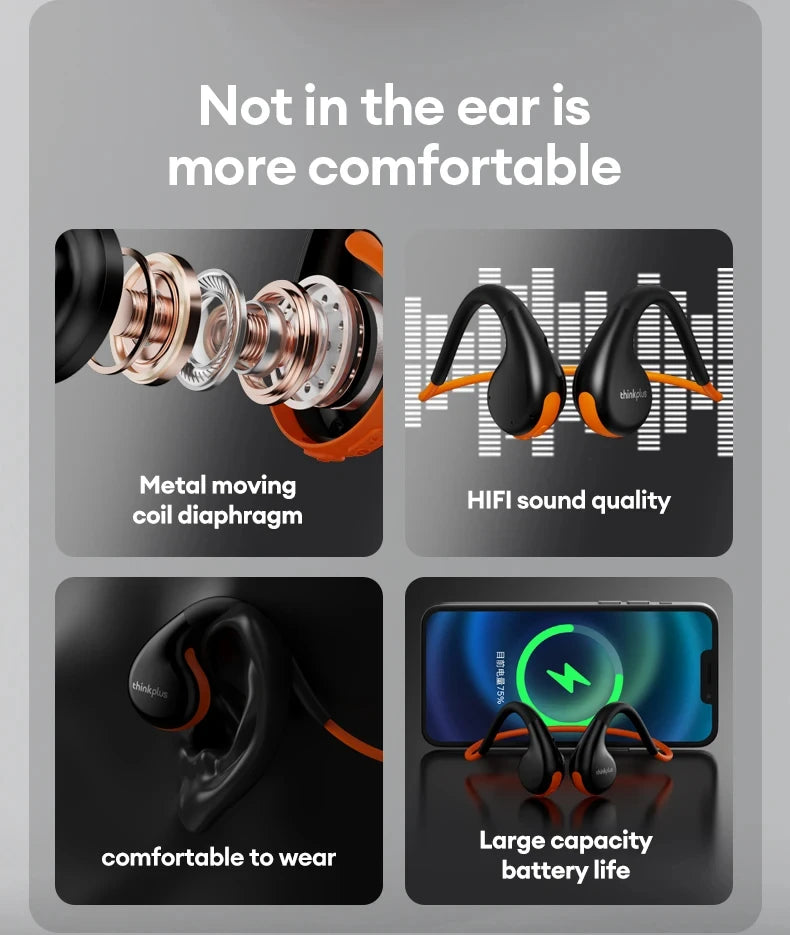 Original Lenovo X7 Air Conduction Headphone Wireless Bluetooth 5.3 Earphones Bone Conduction Sports Headset Outdoor EarHook Mic