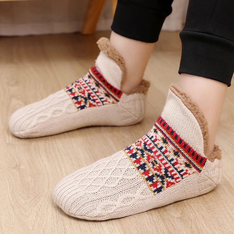 1 Pair Warm Winter Non-slip Floor Socks Women Men Snow Socks Sleep Carpet Socks Slippers Comfortable Soft Non-slip Yoga Socks
