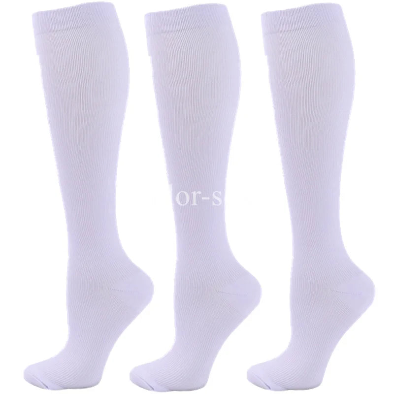 3 Pairs Lot Pack Compression Socks Running Men Women Floral Prints Stockings Sports Anti-Fatigue Compression Socks Bulk Sales