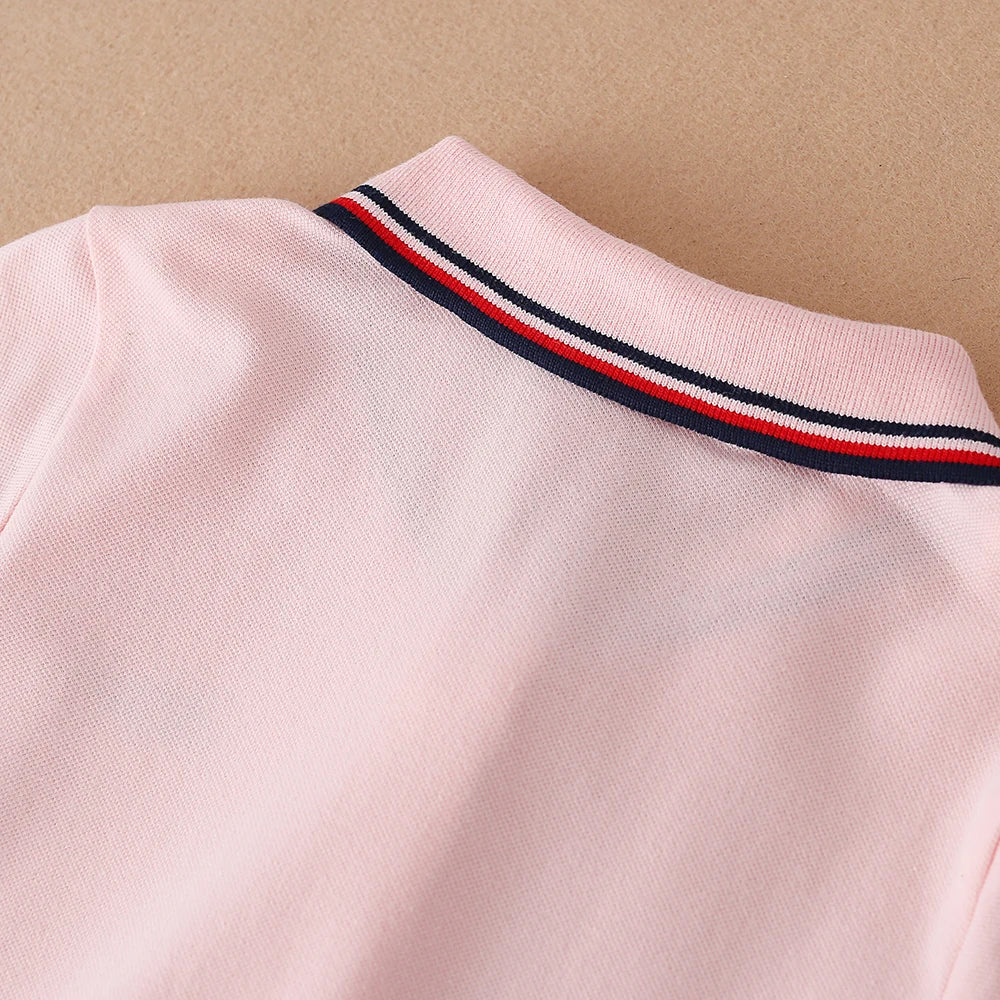 Kids Girls Sport Dresses Cotton Turn-Down Collar Tennis Dress 2025 New Summer Short Sleeve Golf Dress for Children