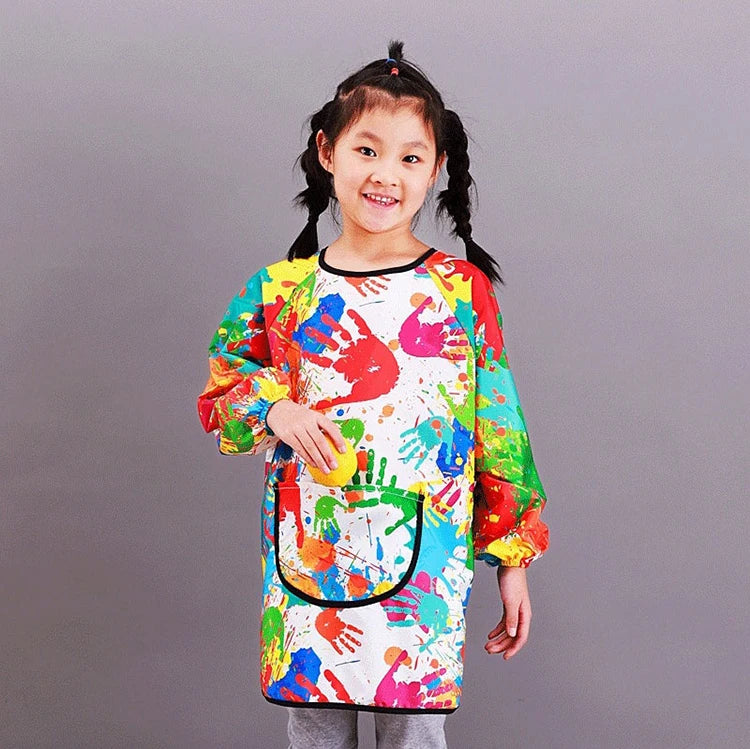 Paint Apron for Children Art Apron - Waterproof Long Sleeved Cover Children's Apron, Childrens Drawing Kindergarten WQ005