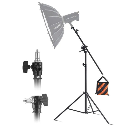 Professional Heavy Duty Adjustable Aluminum Photography Light Stand with Air Cushioned Boom Arm