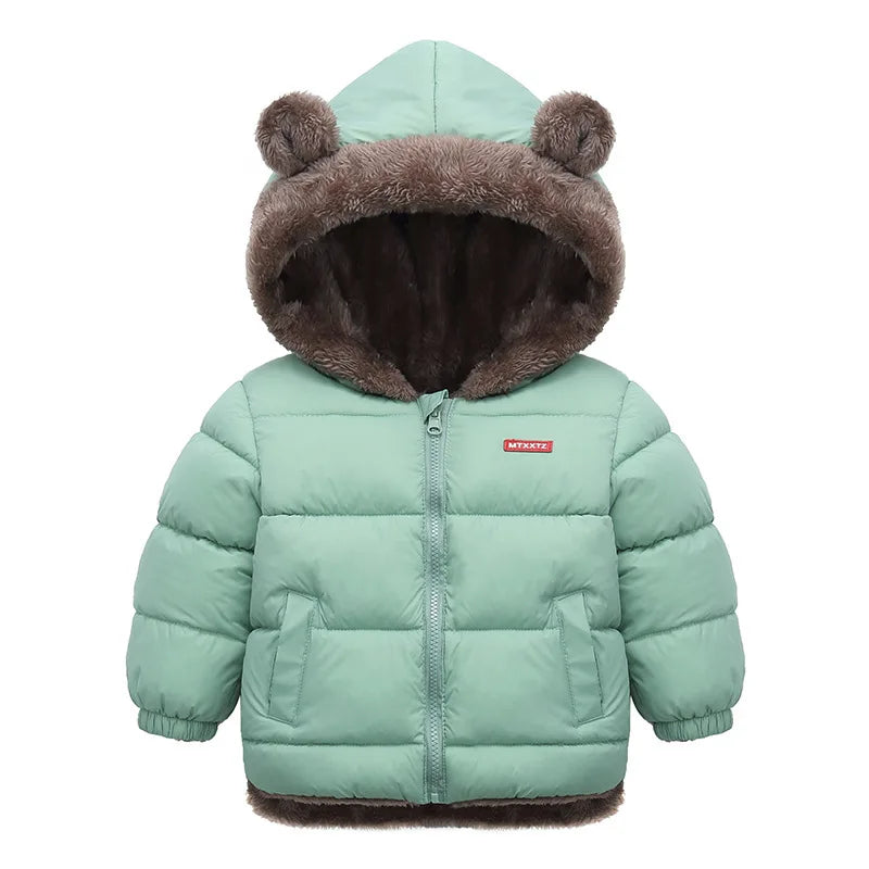 Baby Boys Girls Jacket Hooded Cotton Outerwear Children's Thick Fleece Coat Cashmere Padded Jackets Winter Boys Girls Warm Coats