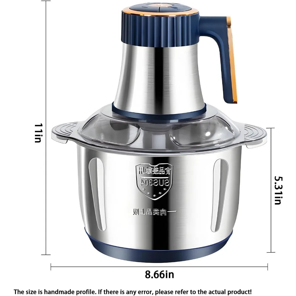 Electric Meat Grinder, Food Processor, Stainless Steel Meat Chopper, 5L Capacity Vegetable Chopper, Suitable for Food Chopping