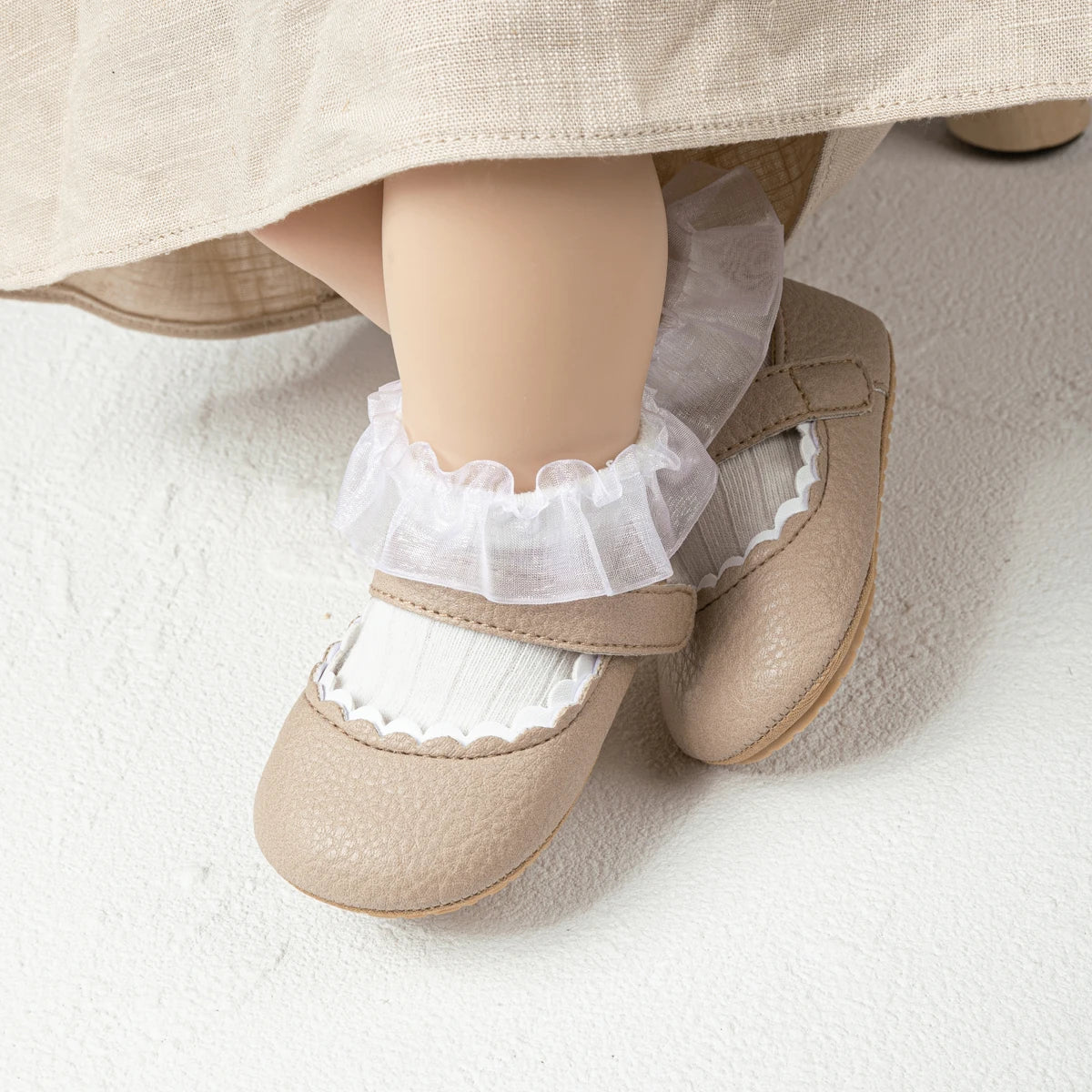 Meckior Baby Boys Girls Shoes Infant Leather Rubber Sole Anti-slip Toddler First Walkers Crib Shoes Newborn Girl Princess