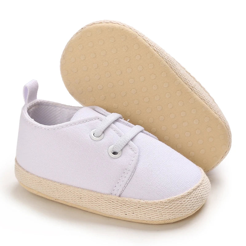 0-18 Months Infant Spring Shoe Newborn Infant Girls and Boys Recreational Baptism Non-Slip Walking Shoe White Soft-soled Sneaker
