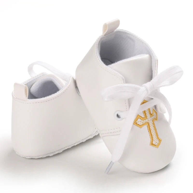 0-18 Months Infant Spring Shoe Newborn Infant Girls and Boys Recreational Baptism Non-Slip Walking Shoe White Soft-soled Sneaker