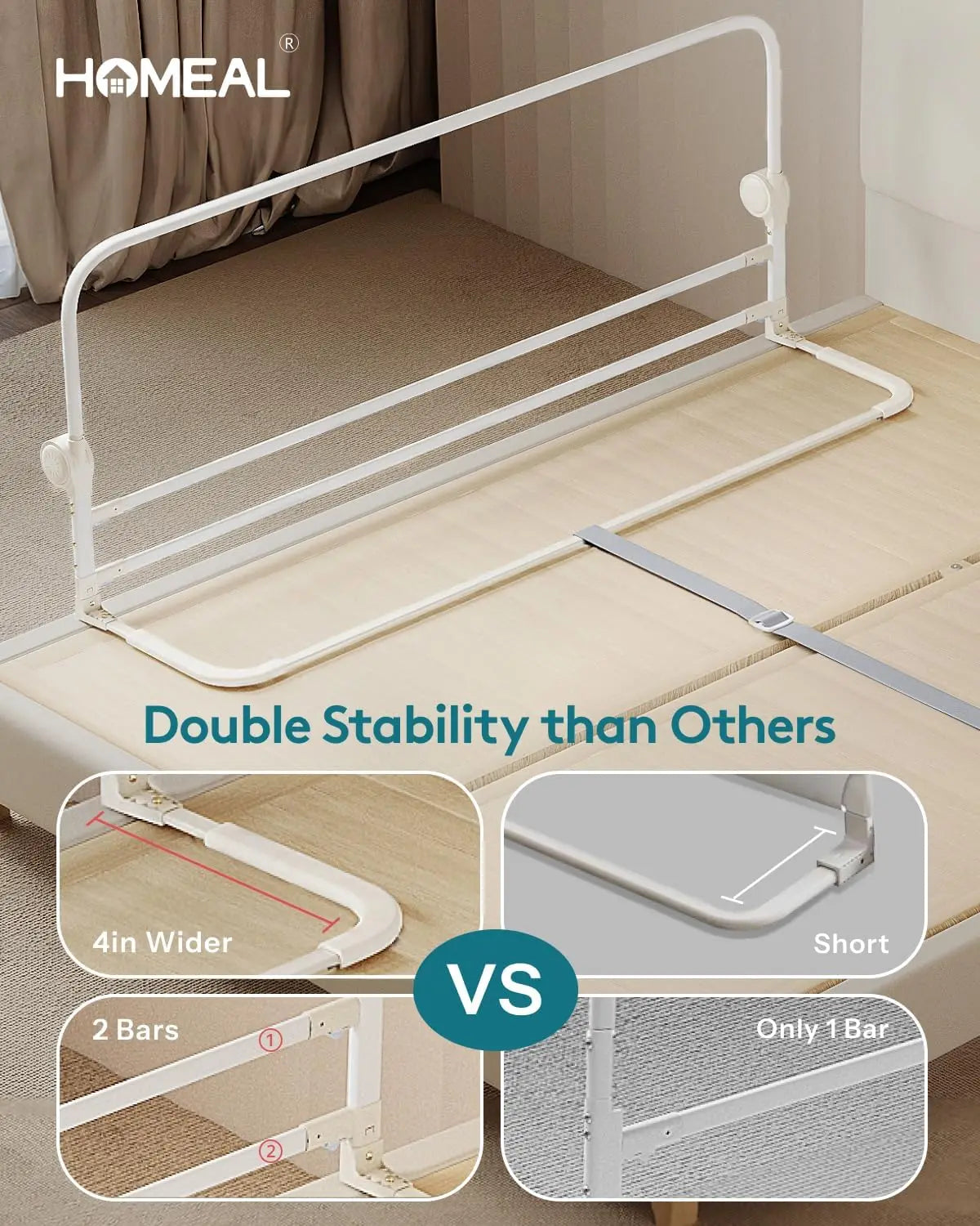 Bed Rail For Toddlers, 59In Swing Down Baby Bed Rail Guard, Toddler Bed Rails For King Size Beds, Twin, Full, Queen, Bed Guard