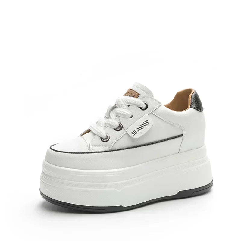 Fujin 9cm Cow Suede Genuine Leather Women Vulcanized Shoes Platform Wedge Skate Boarding High Brand Heels Casual Summer Shoes