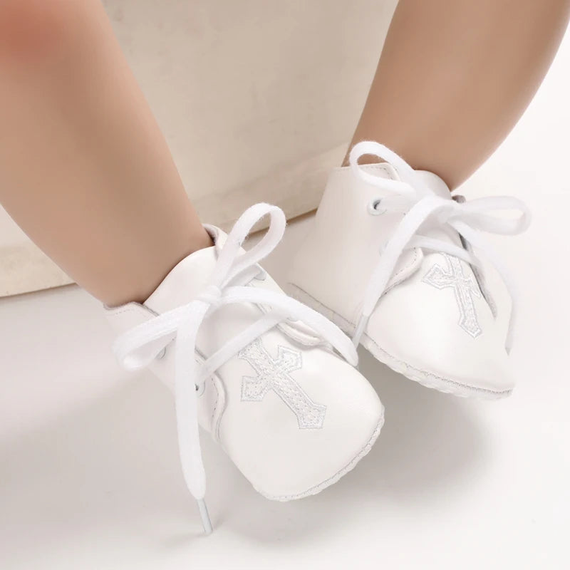 0-18 Months Infant Spring Shoe Newborn Infant Girls and Boys Recreational Baptism Non-Slip Walking Shoe White Soft-soled Sneaker