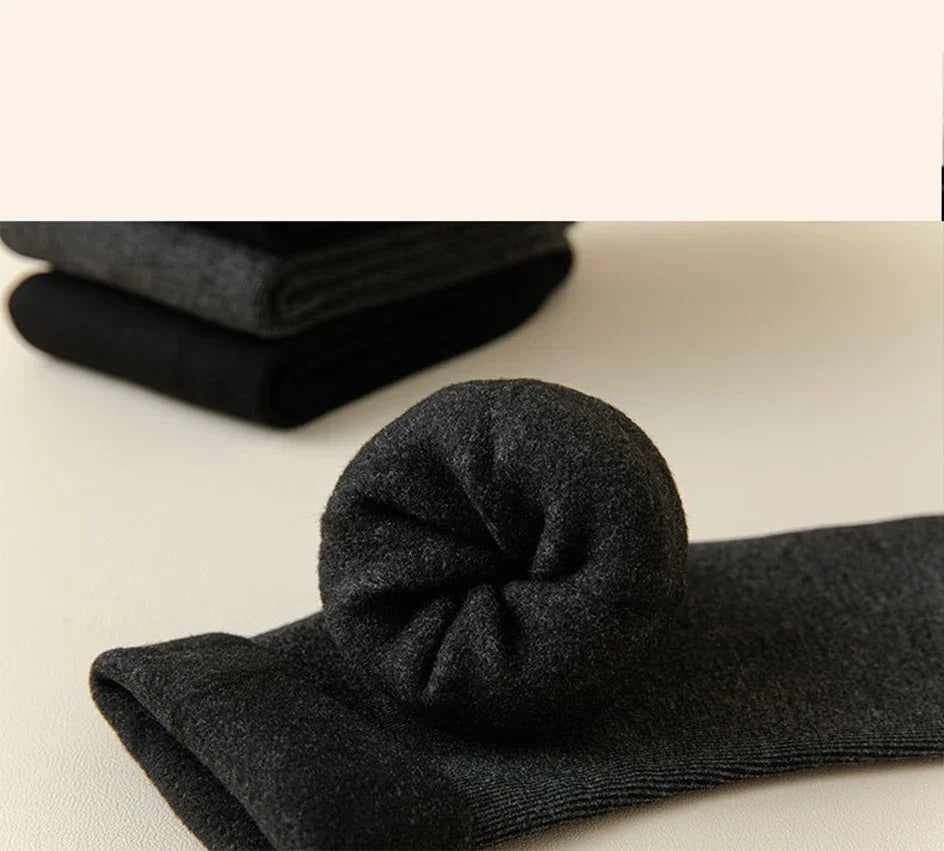 2 Pairs Men Winter Socks Warm Thicken Thermal Snow Boots Solid Color Floor Socks Soft Outdoor Anti-Cold Cashmere Socks